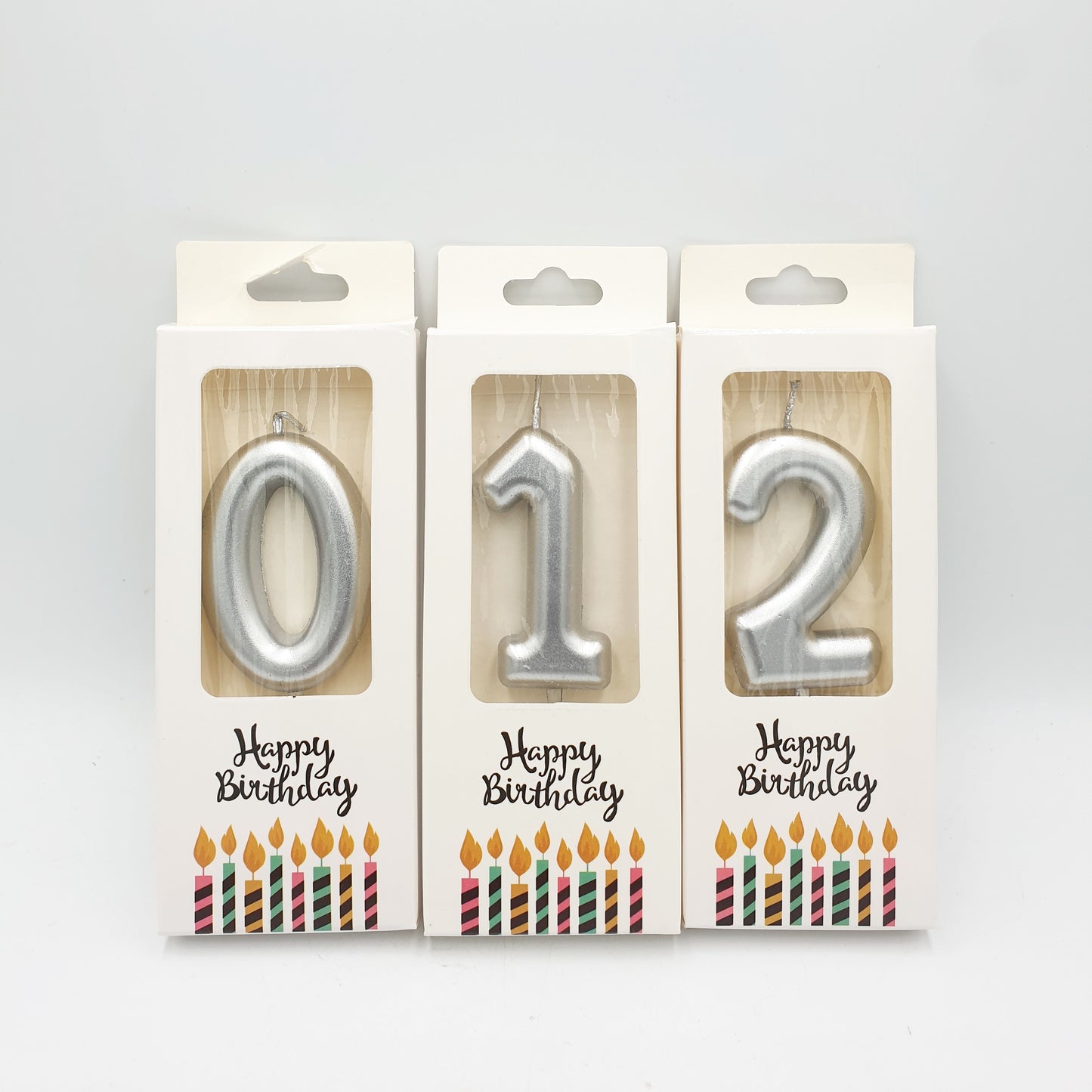 Silver Number Candles – 0 – 10