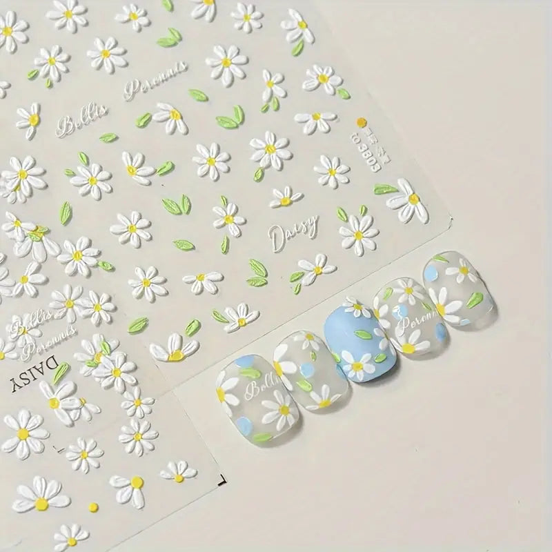 Daisy Embossed Nail Art Stickers
