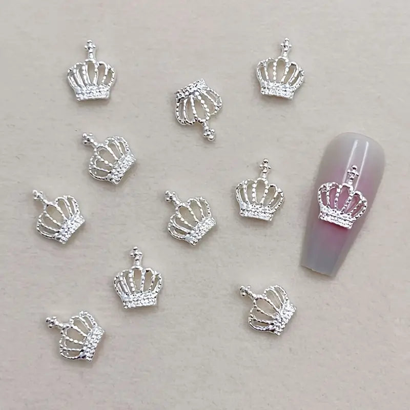 Crown Nail Charms-Silver