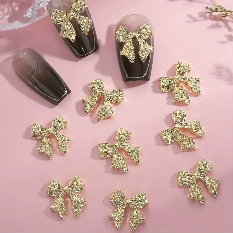Golden Bow Nail Charms-5pc