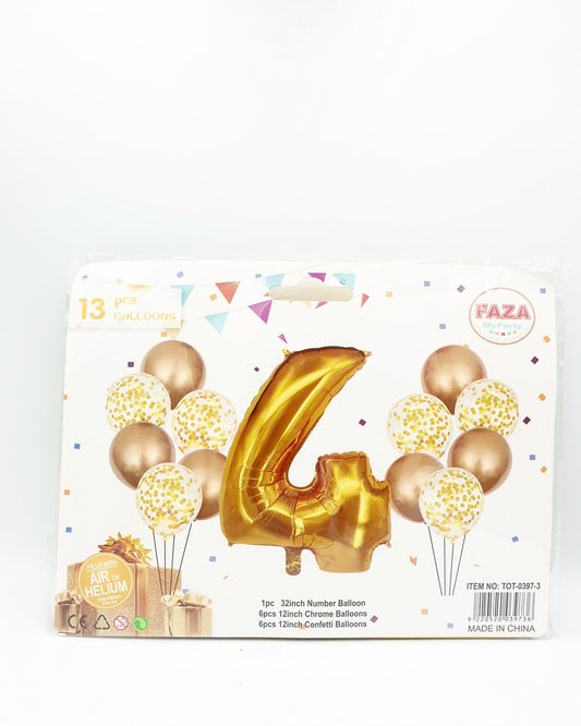 13 Piece Foil balloon Set – 4 – Gold
