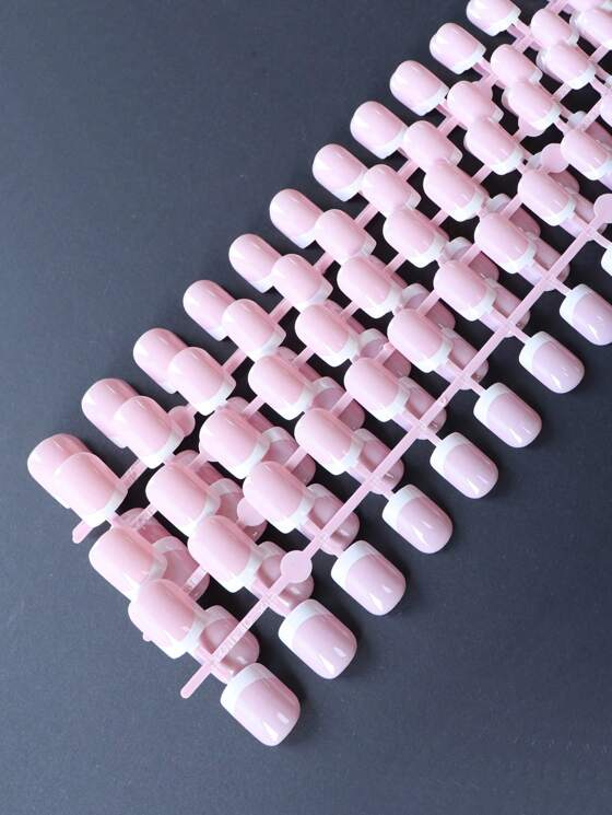 120pcs Short Square French Tip Nails