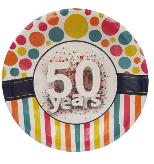 50th party plates-Pack of 10