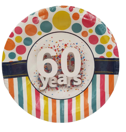 60th party plates-Pack of 10