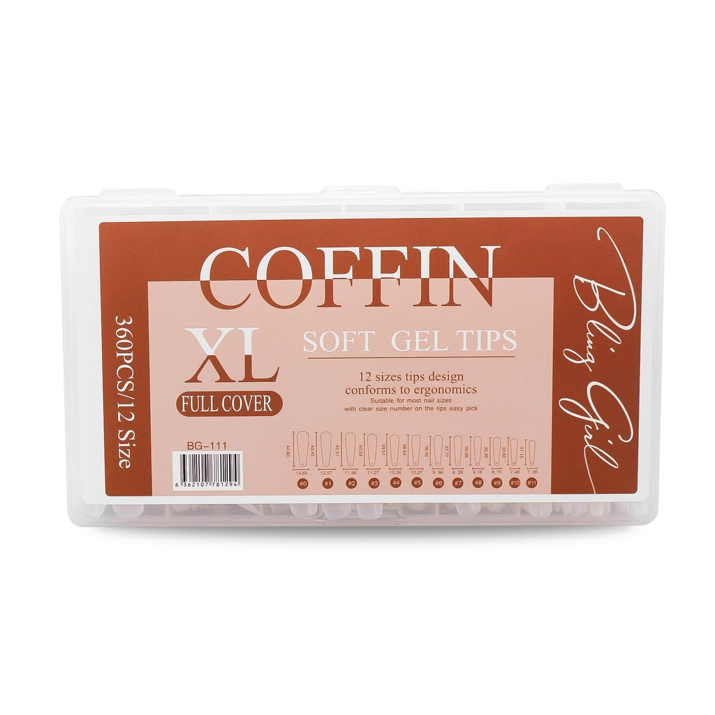 Coffin Soft Gel Tips XL Full Cover-360P - D Beauty Bar