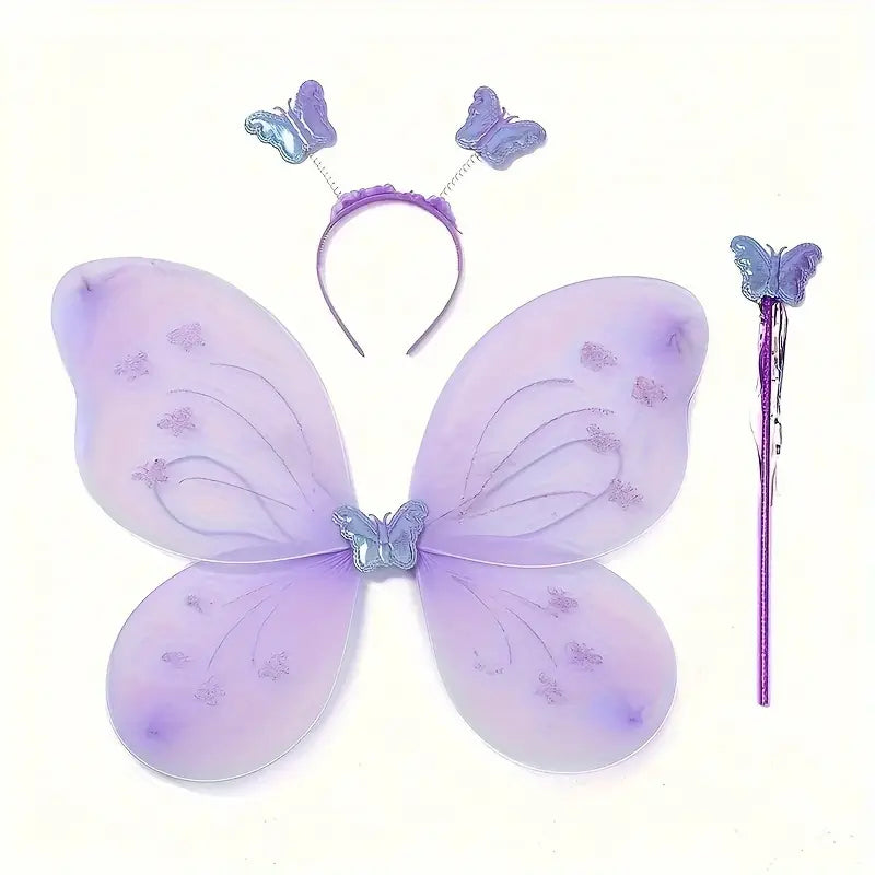 Angel Butterfly Wing Props with Headband and Wand