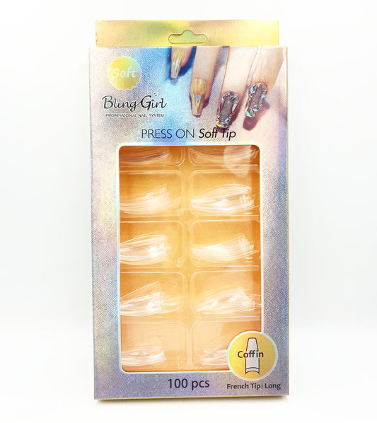 Coffin Clear Nail Tips - 100s