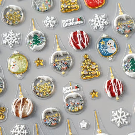Embossed Christmas Nail Art Stickers 5D