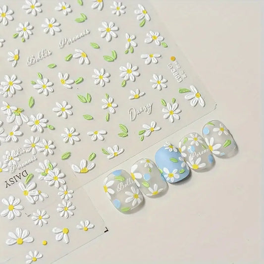 Daisy Embossed Nail Art Stickers